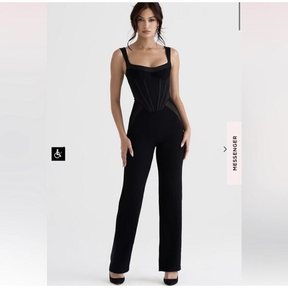 HOUSE OF CB 'Mylene' Black Corset Jumpsuit NWOT Size XS (094)